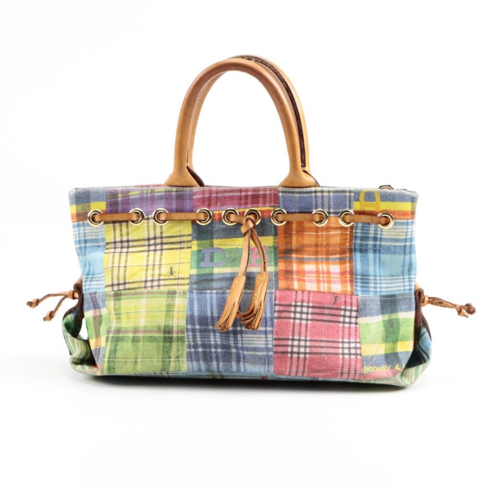Authentic Dooney & Bourke Madras Plaid Picnic Tote